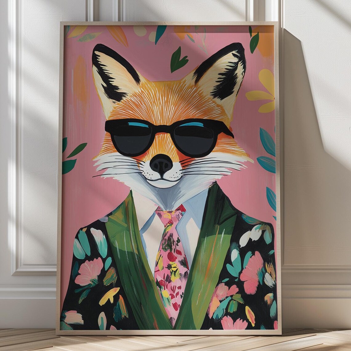Dapper Fox Retro Animal Art Print, Quirky Kitsch