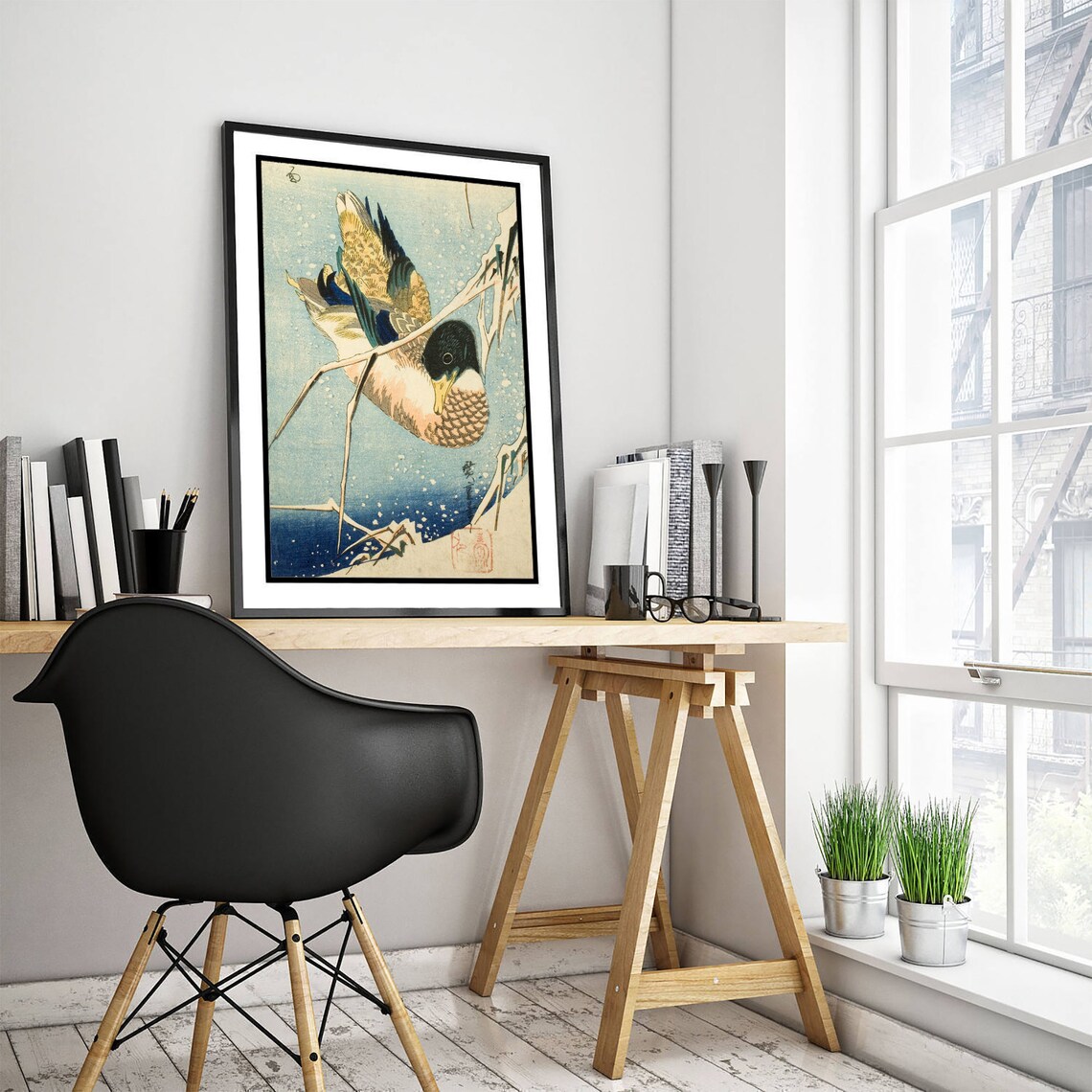 Hiroshige Wild Duck Woodblock Close Up Bird Detail Japanese Art Print - Image 2