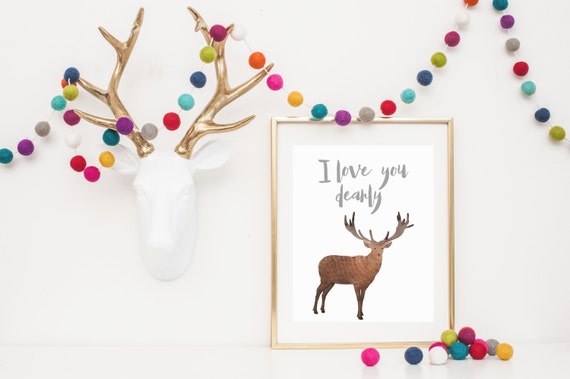 I Love You Dearly Print, Woodland Boy Nursery Decor