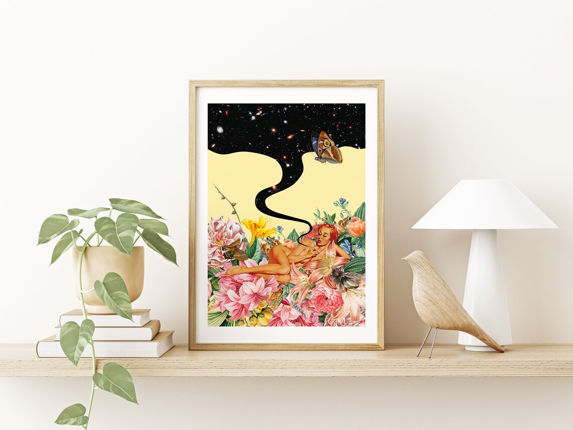 In Love With The Space 6 Collage, Retro Cosmic Art Print - Image 2