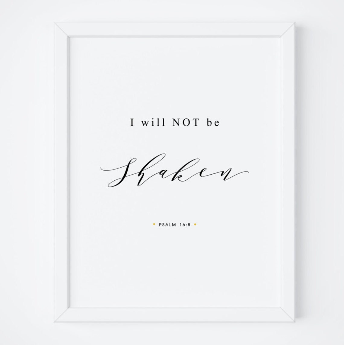 I Will Not Be Shaken Psalm 168 Calligraphy Bible Verse Art Poster