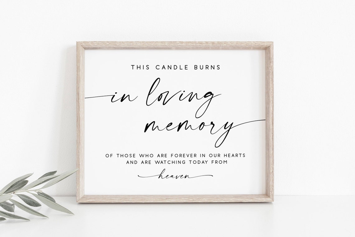 In Loving Memory Candle Sign Wedding Remembrance Quote Poster