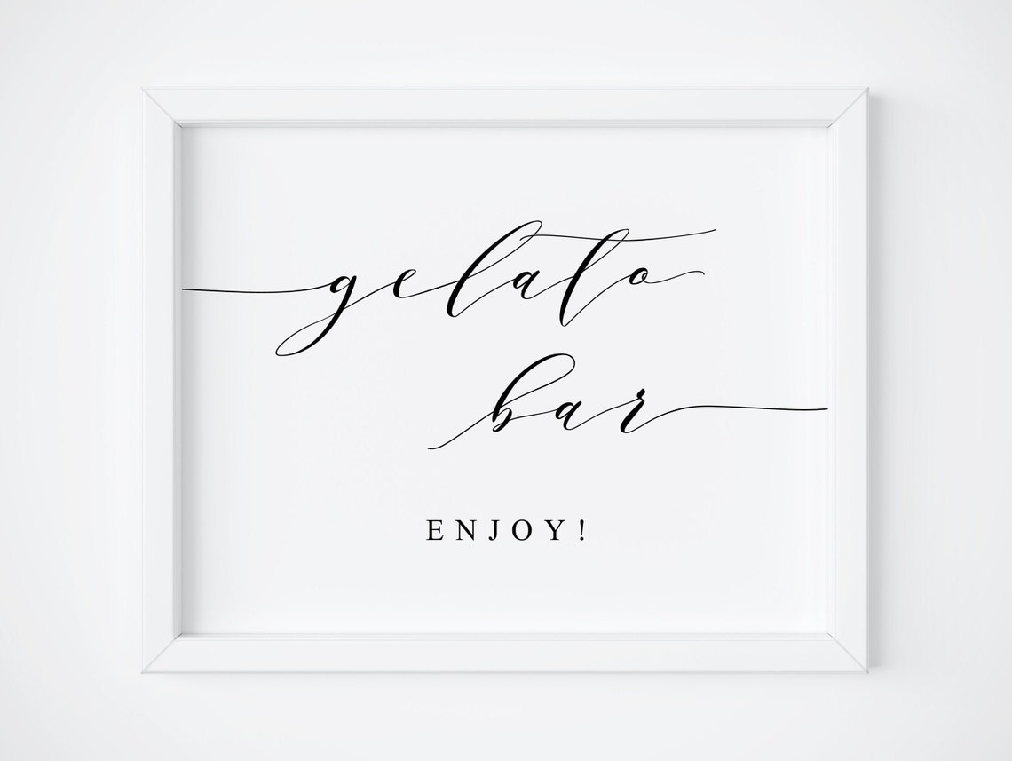Gelato Bar Sign Elegant Script Wedding Dessert Station Print