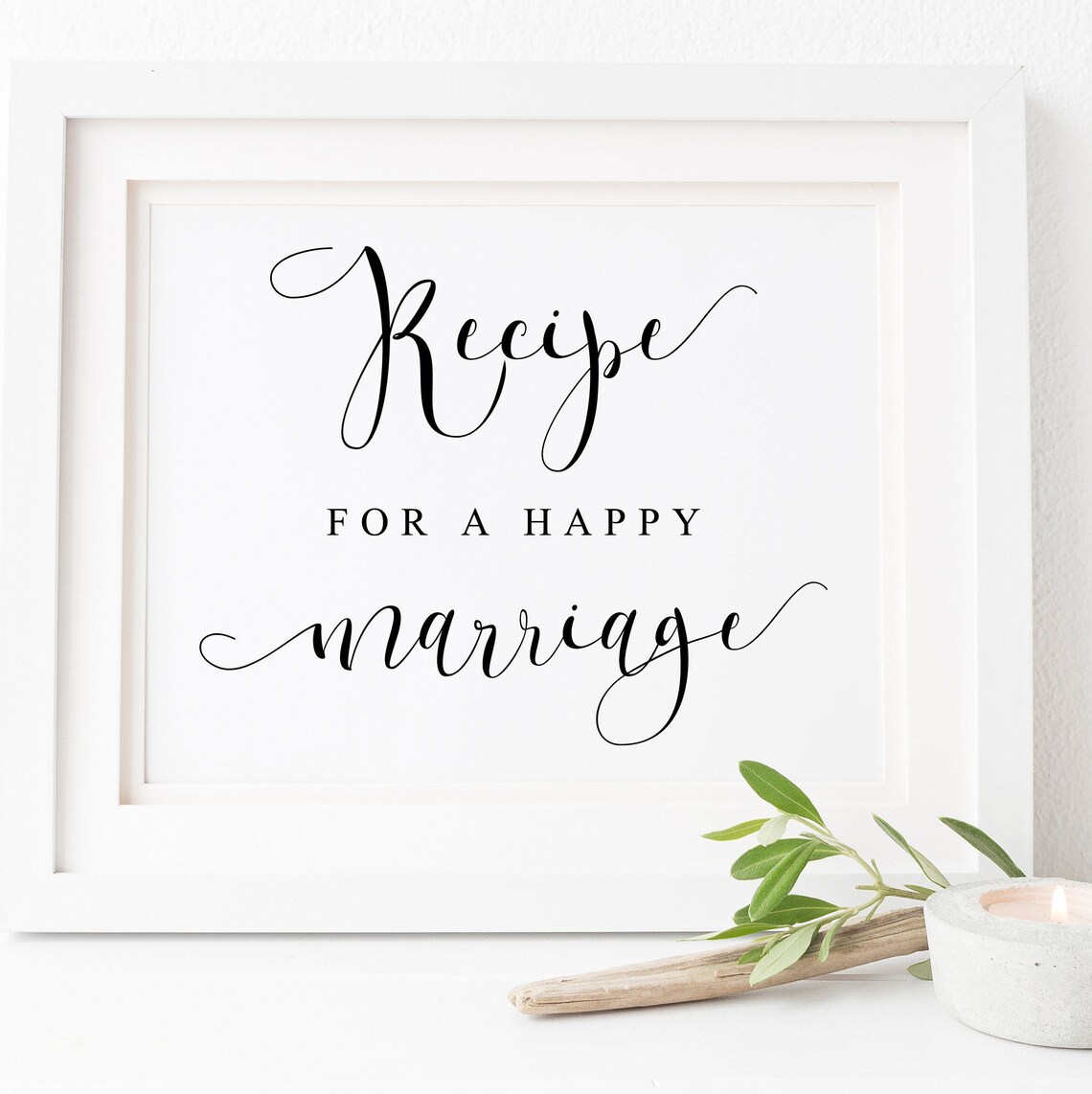 Recipe For A Happy Marriage Sign, Wedding Print