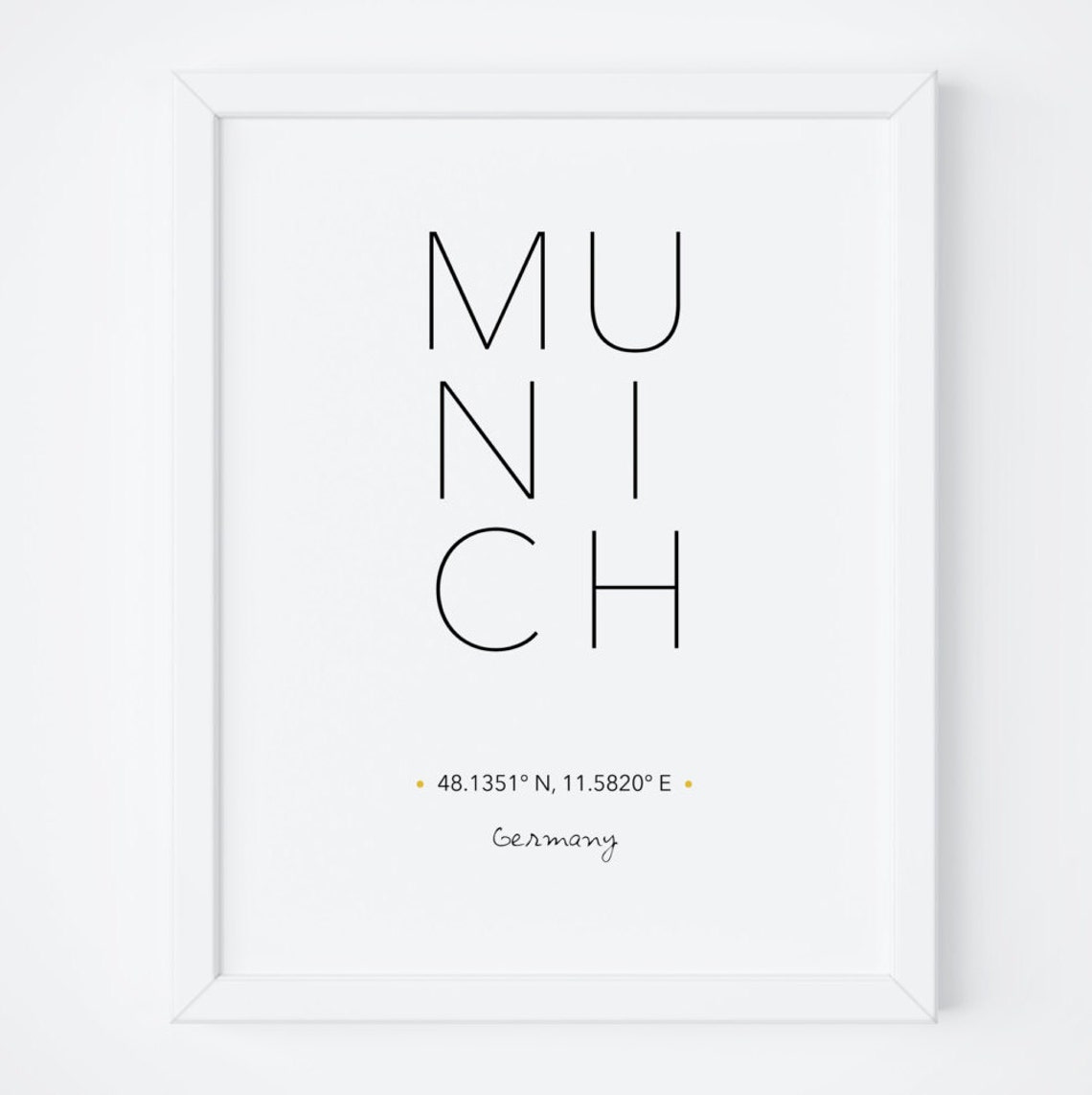 Munich Germany Coordinates Minimalist City Typography Poster