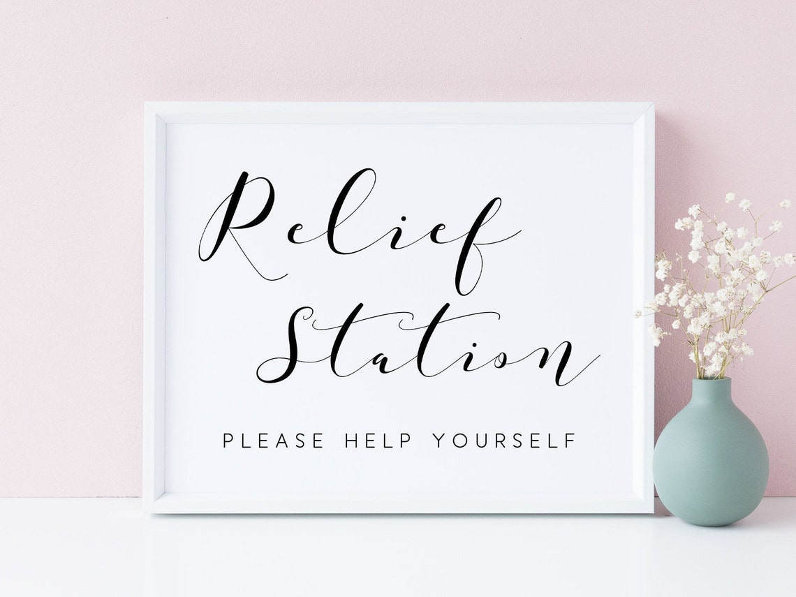 Relief Station Please Help Yourself Wedding Bathroom Sign Poster