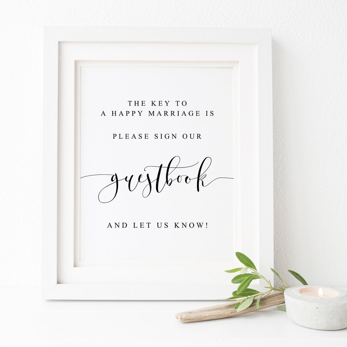 The Key to a Happy Marriage Wedding Guestbook Sign Art Poster