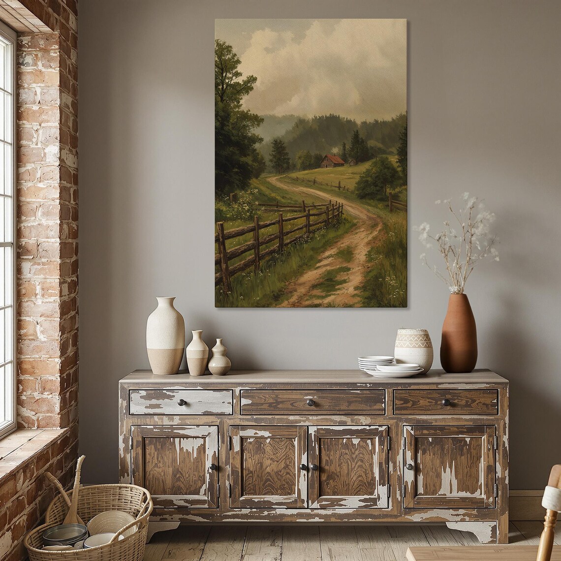 Rustic Country Path Art Print, Rural Landscape
