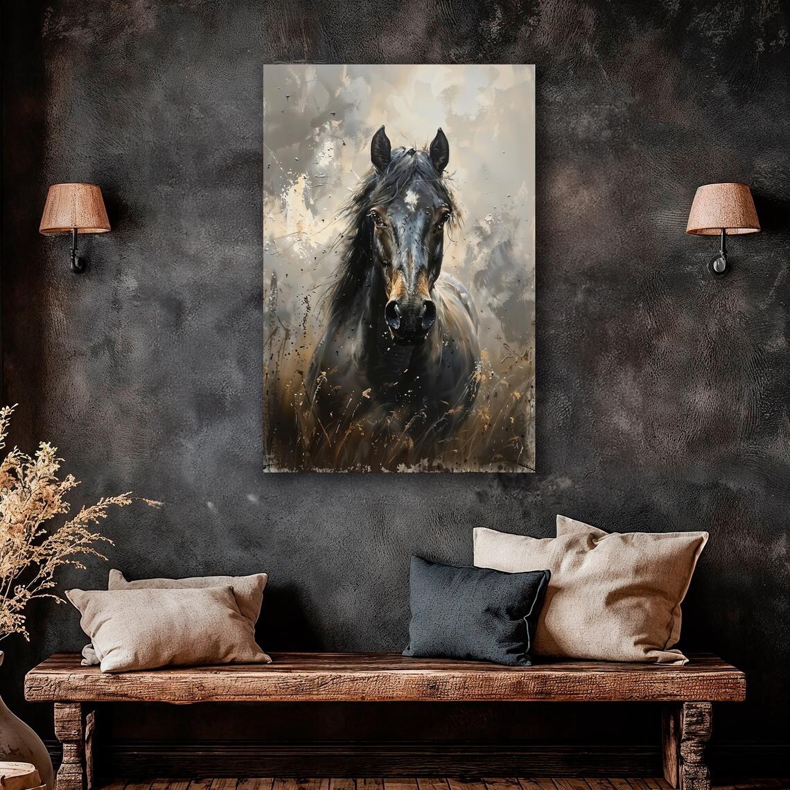 Wild Horse Abstract Animal Art Print, Rustic Freedom - Image 2