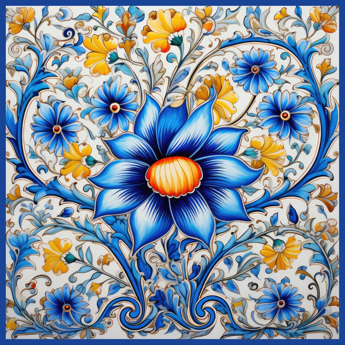 Deruta Style Ceramic Tile, Italian Mediterranean Art Print - Image 4
