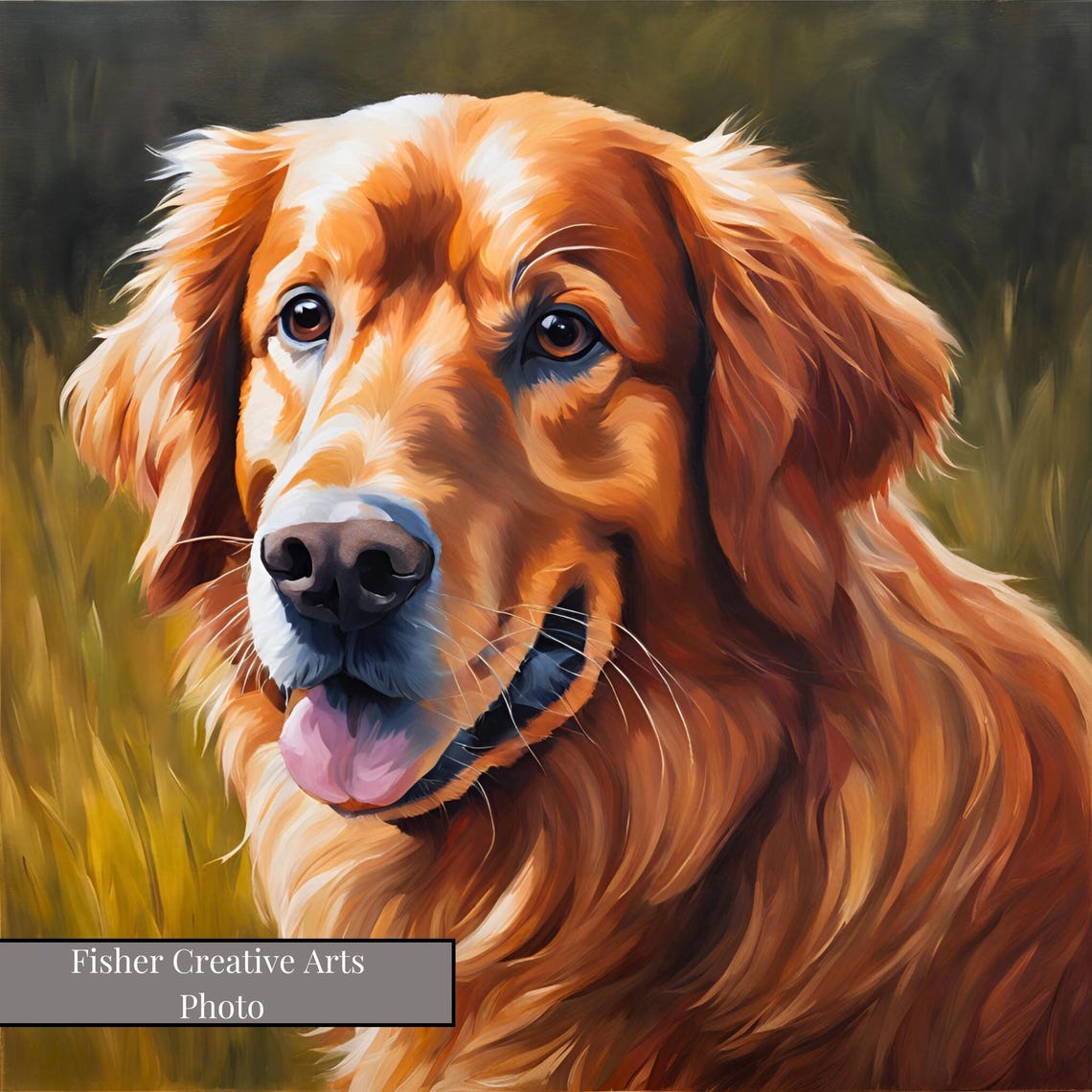Red Golden Retriever Ceramic Tile Gift For Dog Lover Golden Retriever Painting Pet Portrait Art Pet Memorial Dog Oil Painting - Image 4
