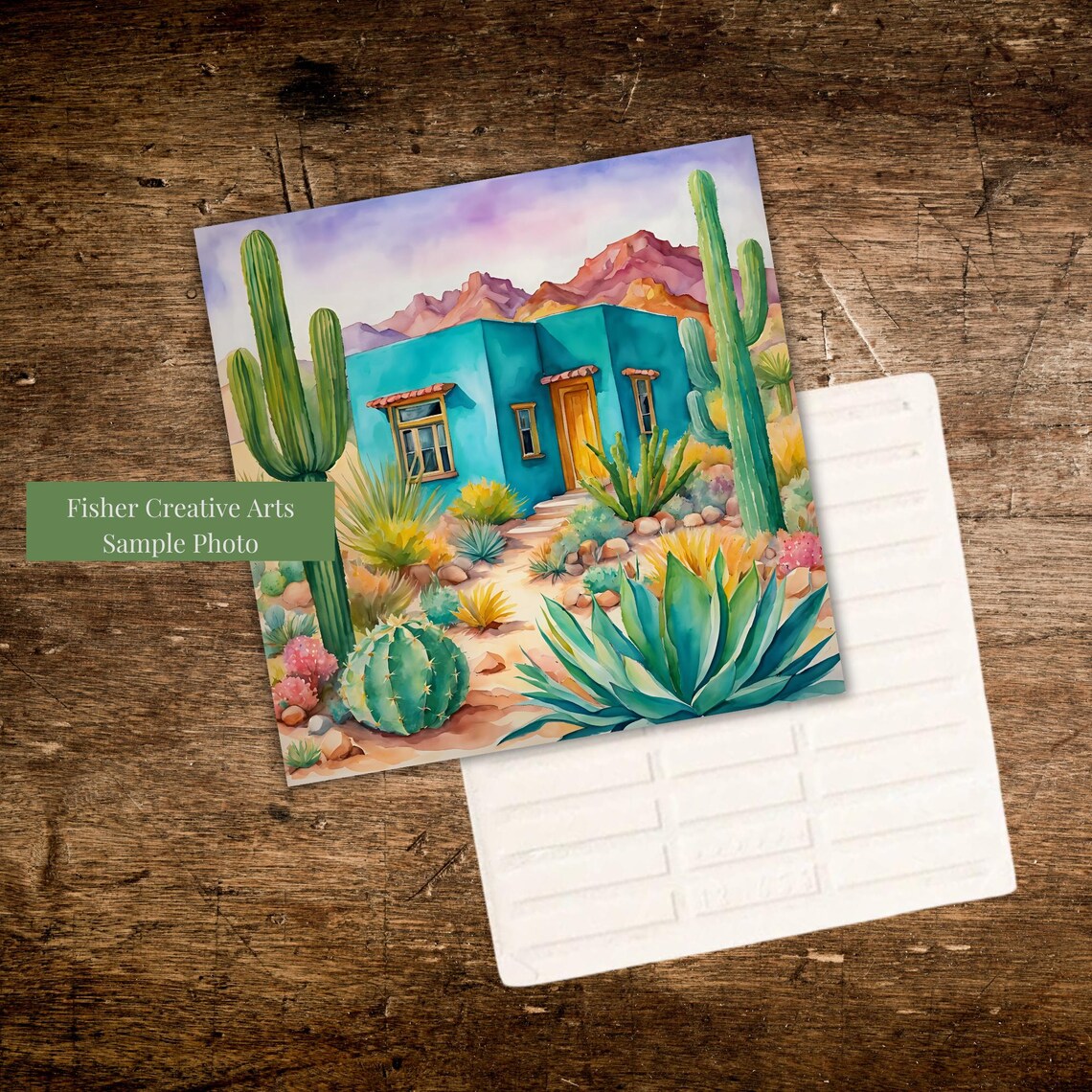 Turquoise Adobe House, Arizona New Mexico Art Print - Image 4