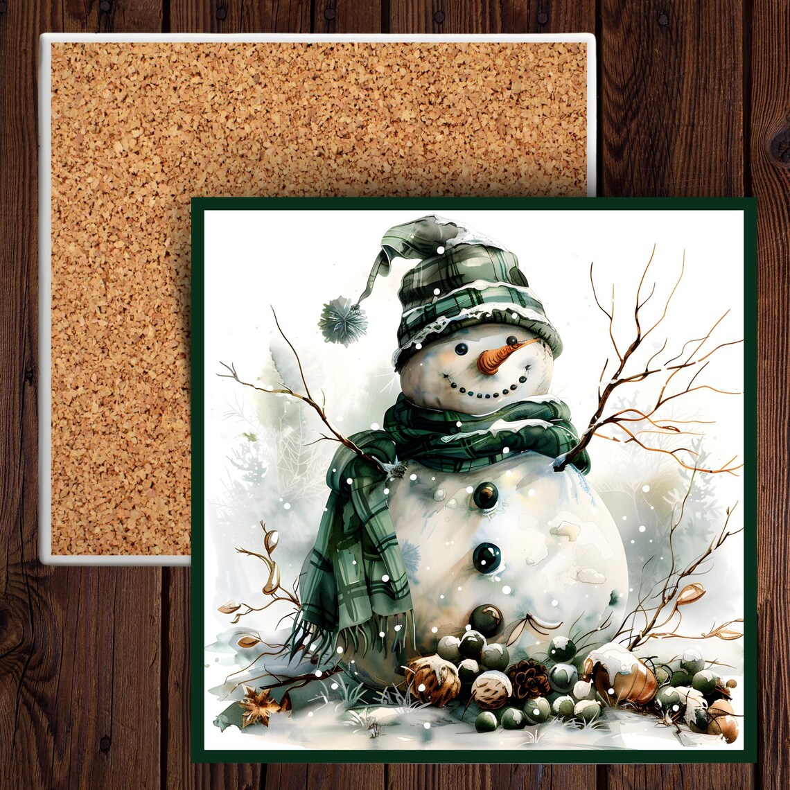 Country Snowman Holiday Art Print, Vintage Folk Art - Image 5