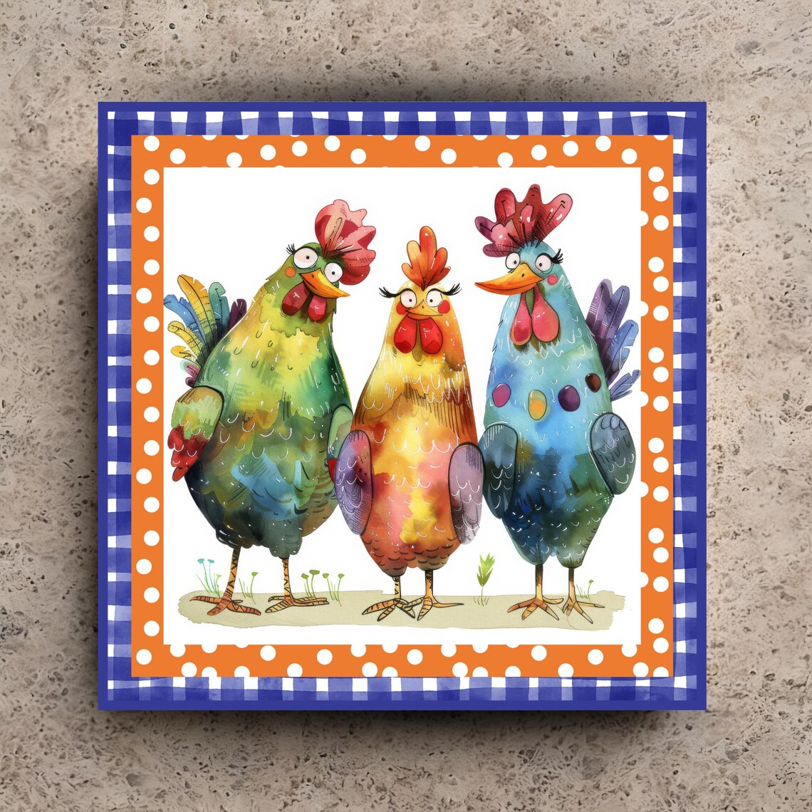 Funky Chicken Christmas Kitchen Decor Art Print