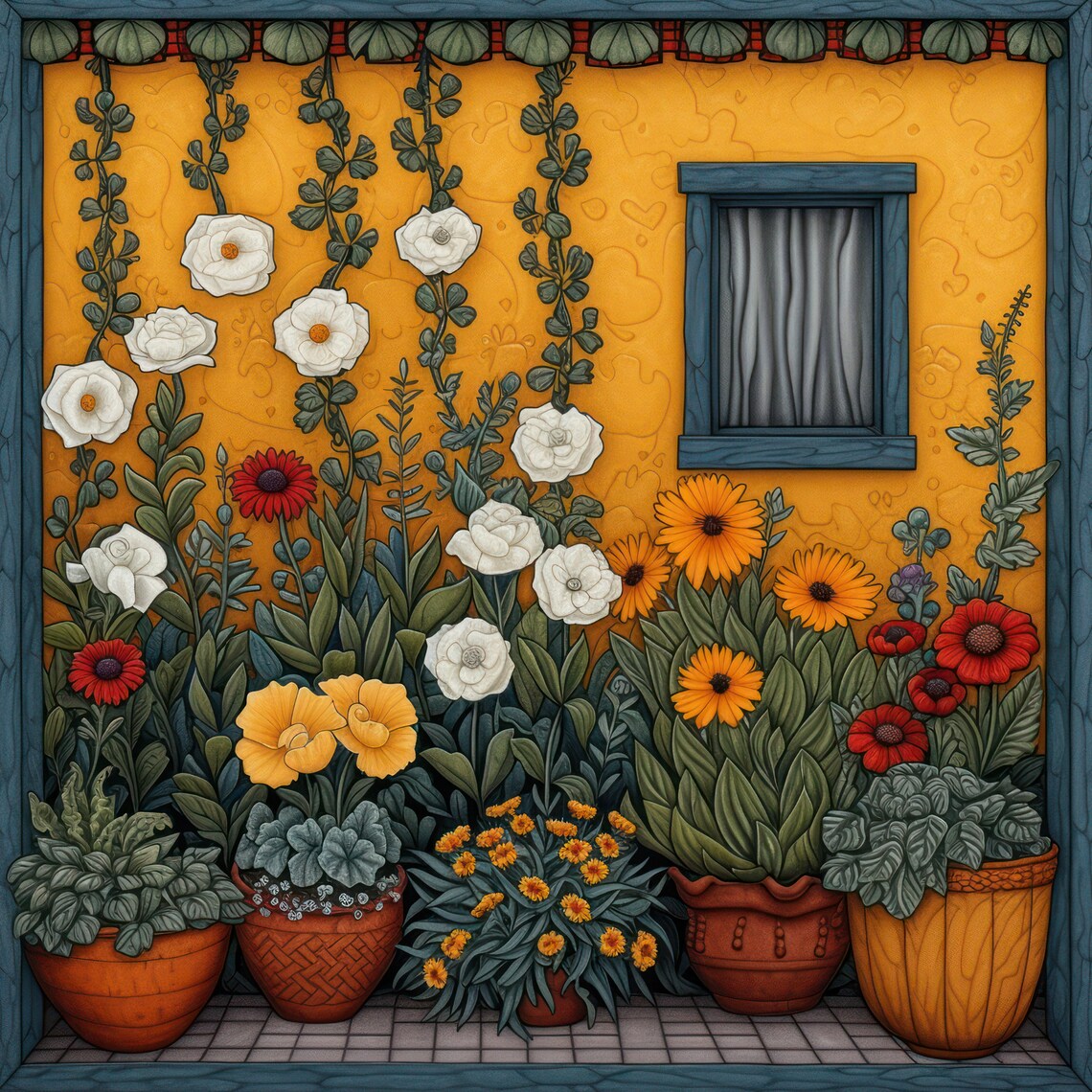 Flower Garden Ceramic Tile, Botanical Wall Accent - Image 4