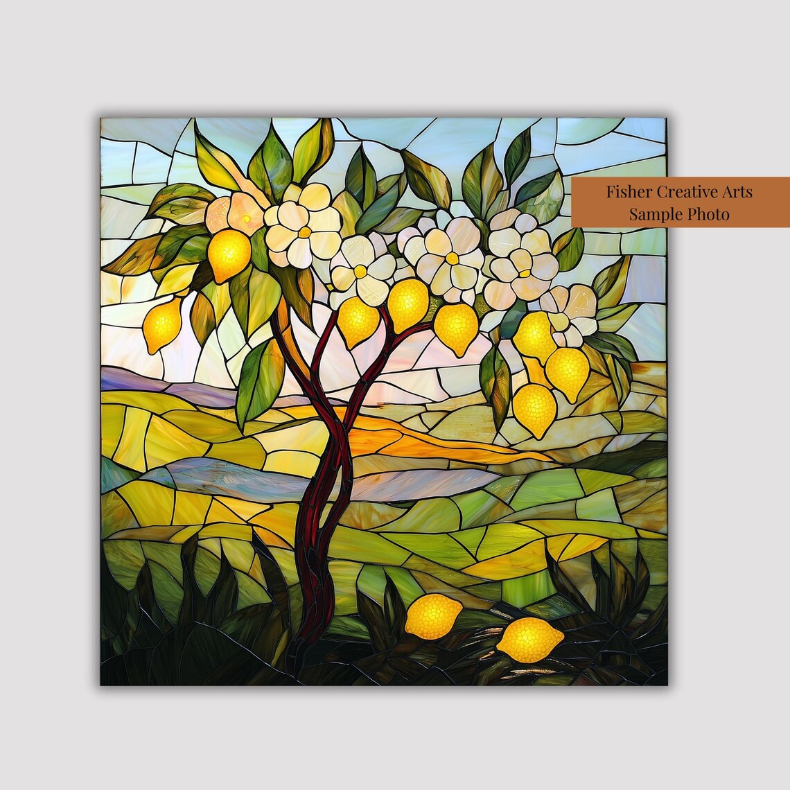 Stained Glass Lemon Tree, Amalfi Coast Wall Art Print - Image 5
