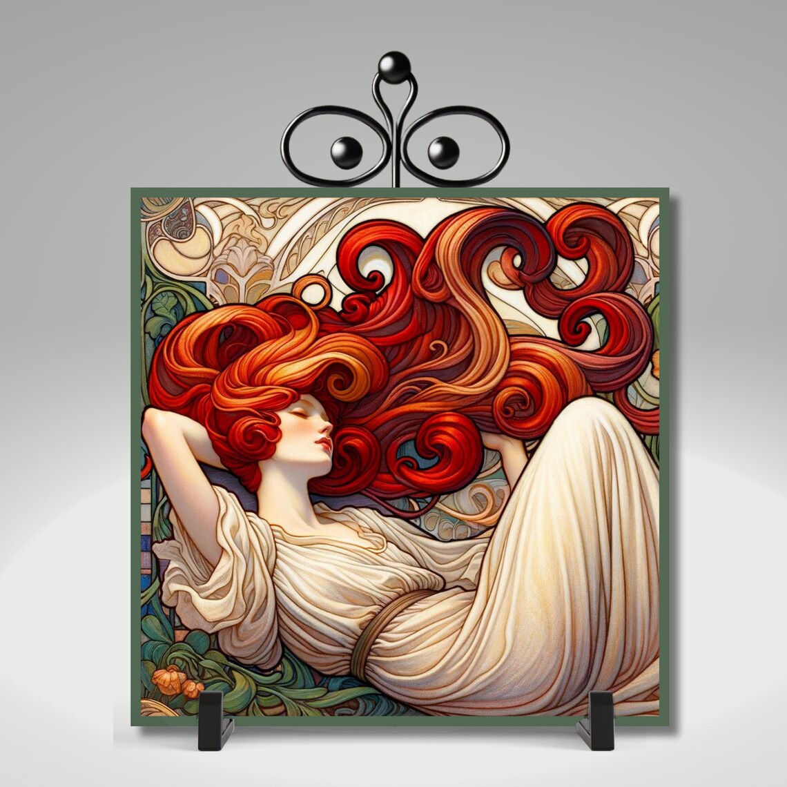 Art Nouveau Ceramic Tile, Vintage-Inspired Art Print - Image 4