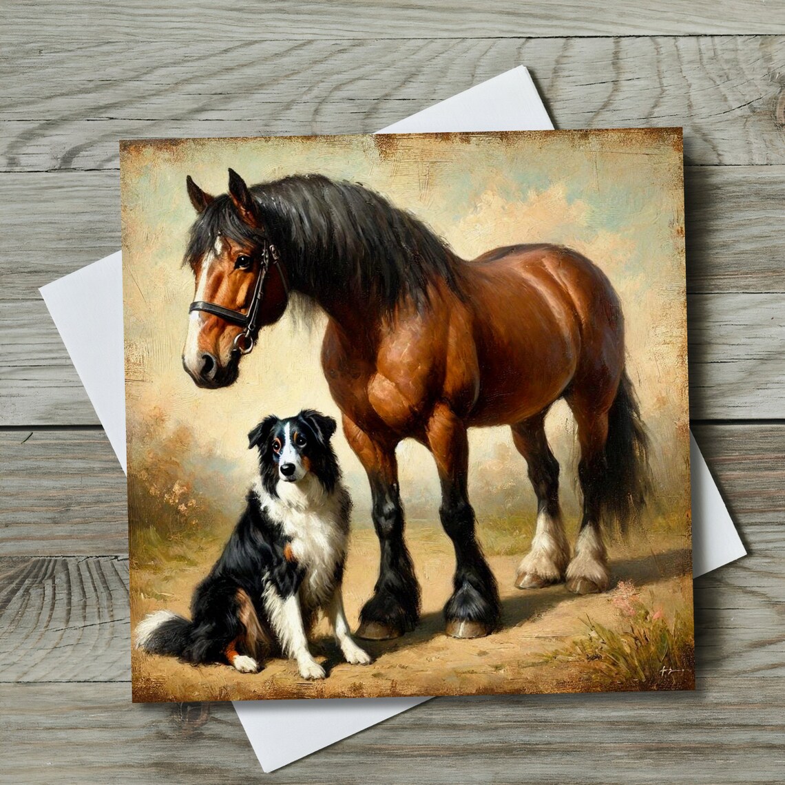 Horse and Dog Ceramic Tile, Vintage Traditional Decor - Image 2