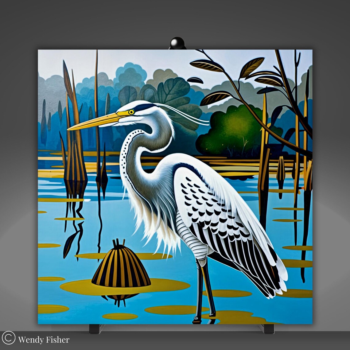Great Blue Heron Decorative Ceramic Tile Art - Image 5