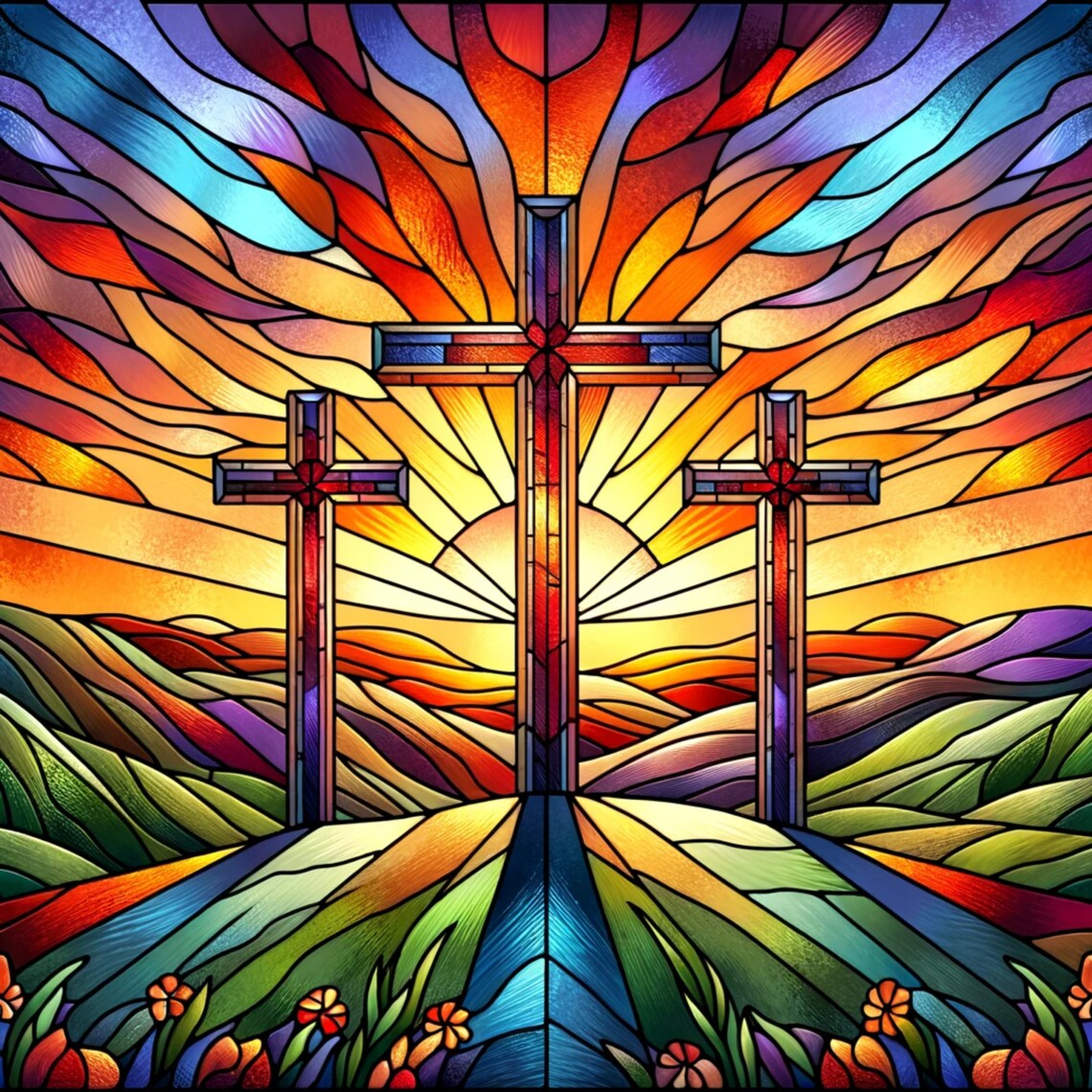 Christian Cross Stained Glass Look Ceramic Tile - Image 4