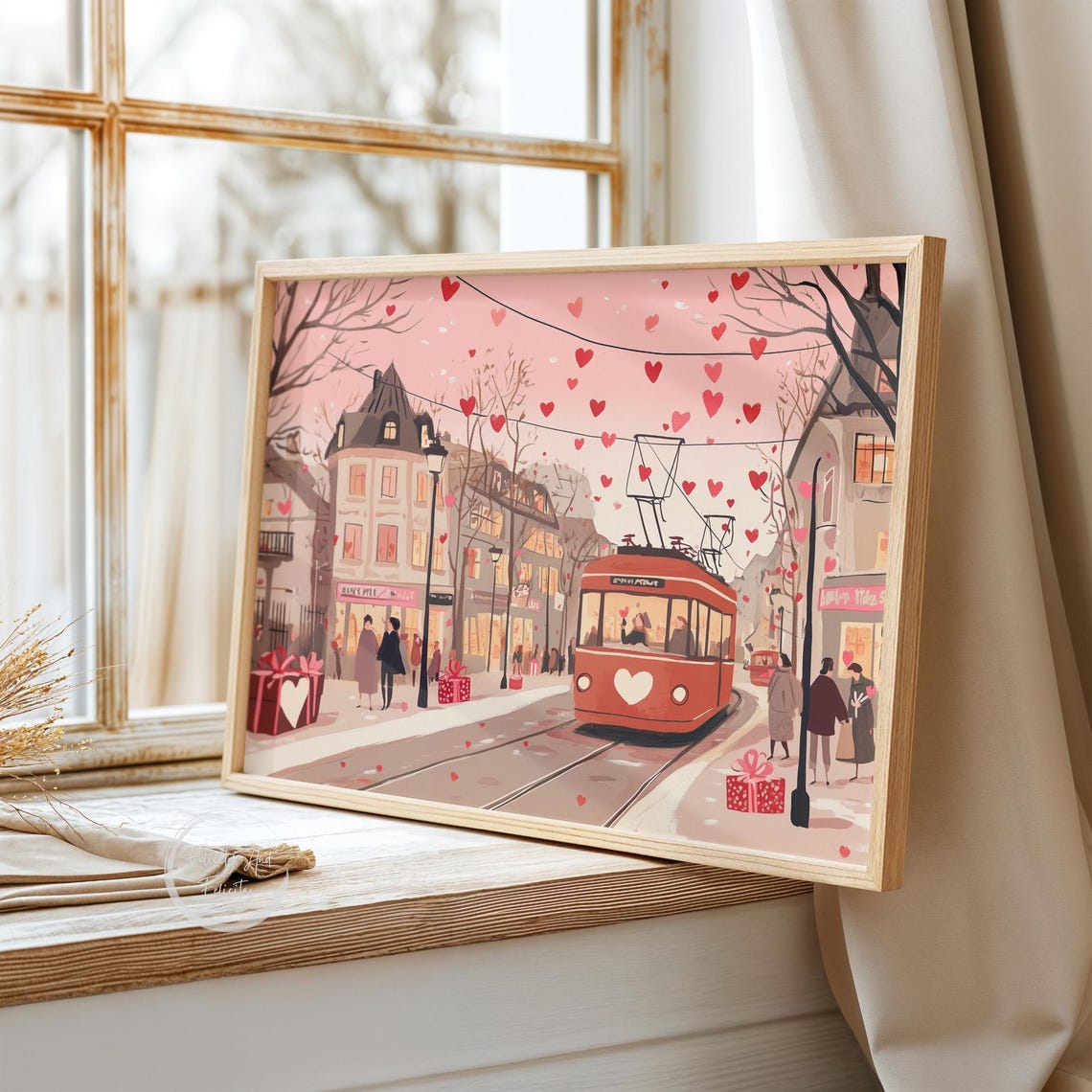 Cute Valentines Day Wall Art Retro Valentine Art Valentines Day Painting Romantic Valentine - Image 2