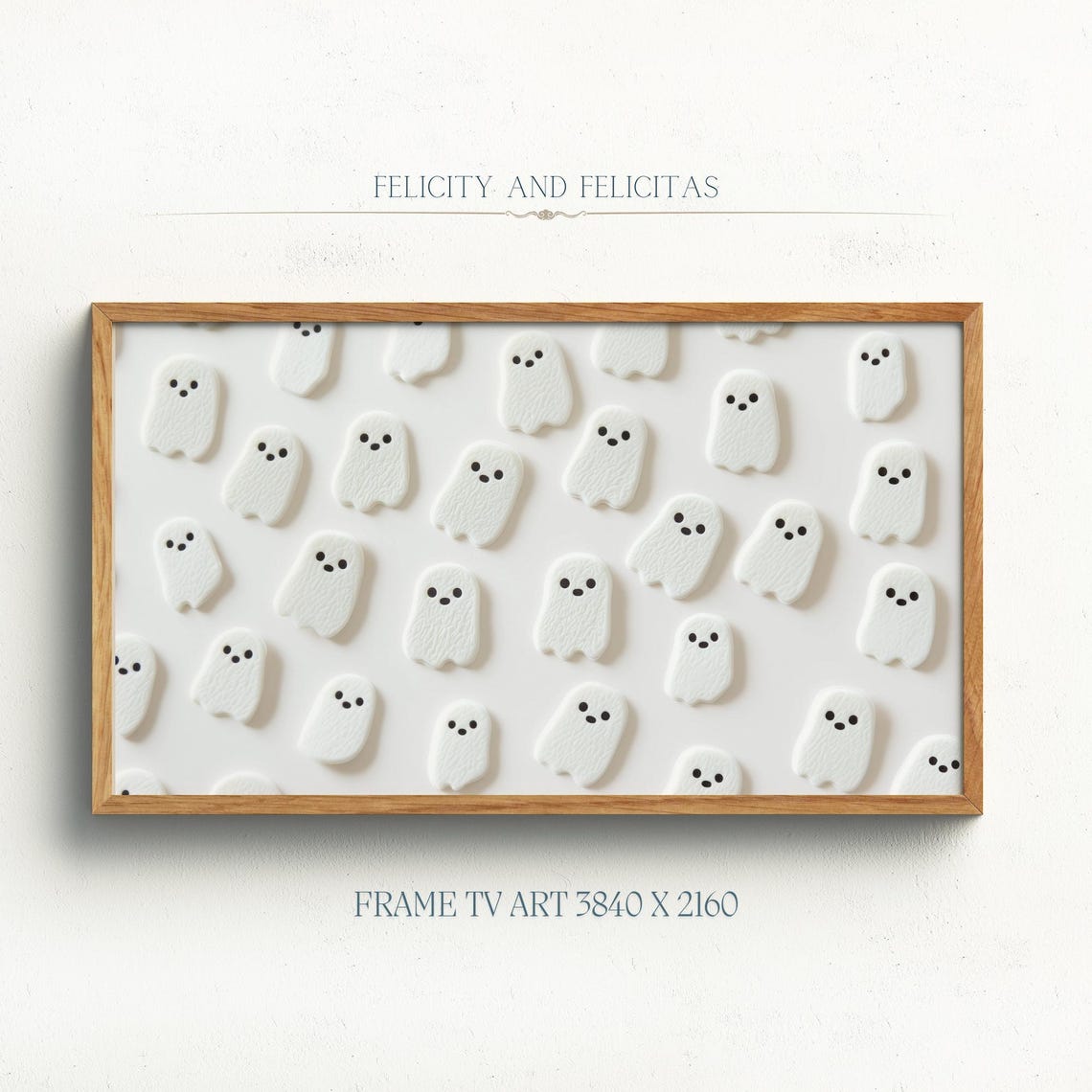 Cute Ghost Pattern Frame Tv Art Halloween Tv Art Neutral Halloween Decor Trendy Halloween Art