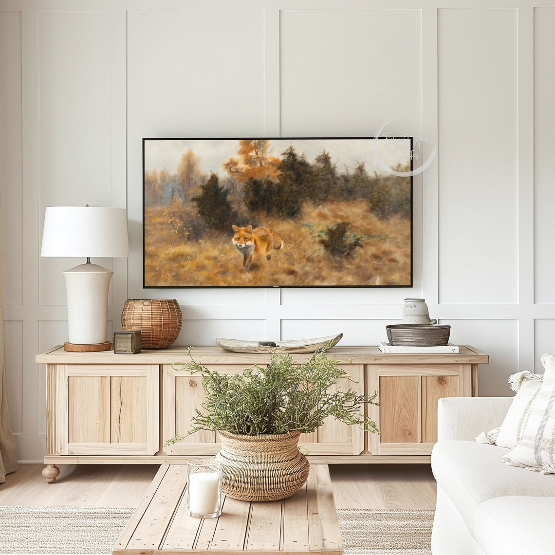 Fox Walking Through Golden Autumn Meadow Painterly Art Poster - Image 4