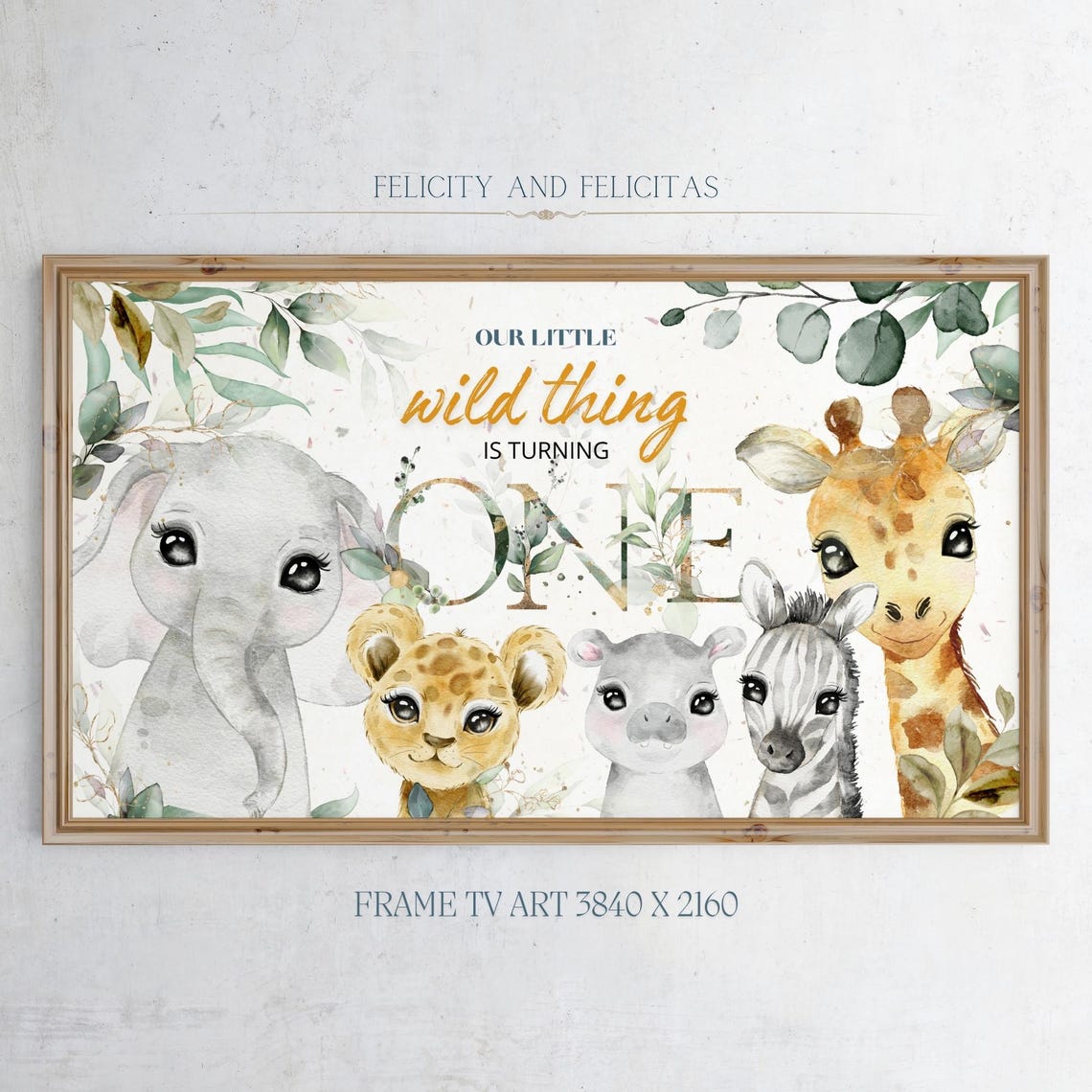 Our Little Wild Thing Is Turning One Safari Animals Sign Poster