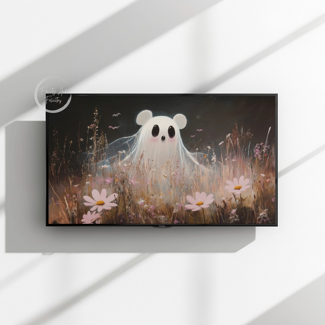 Halloween Mouse Ghost Frame Tv Art Cute Ghost Mouse Frame Tv Art Spooky Season Screensaver - Image 3