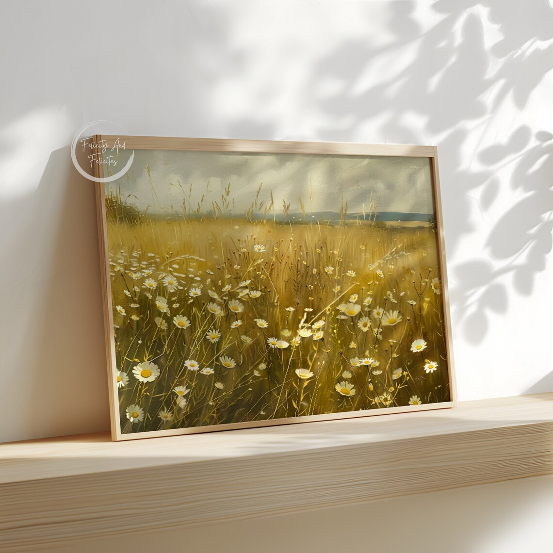 Golden Wildflower Daisy Field Vintage Neutral Countryside Wall Art - Image 6
