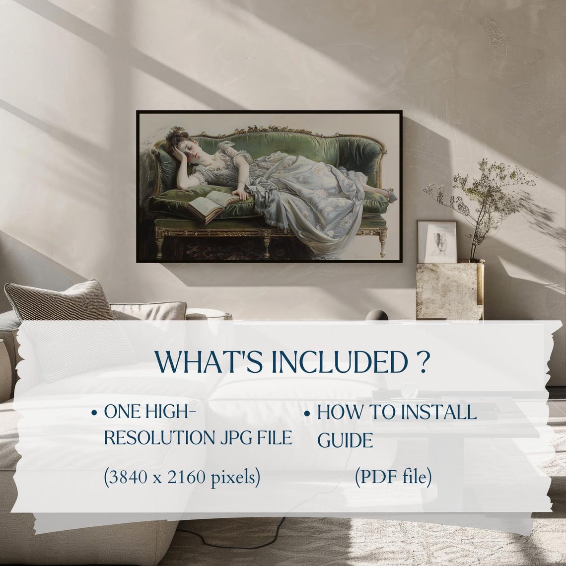 Decadent Young Woman Frame Tv Art Vintage Woman Tv Art Antique Painting Book Reading Emerald Green Tv Art - Image 2