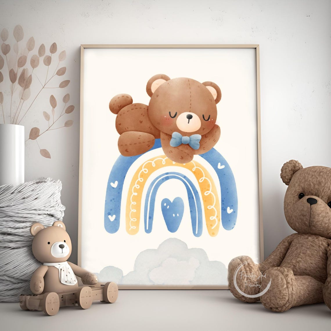 Cute Teddy Bear Nursery Wall Art Set Gender Neutral Nursery Print Toddler Room Teddy Bear Art - Image 5