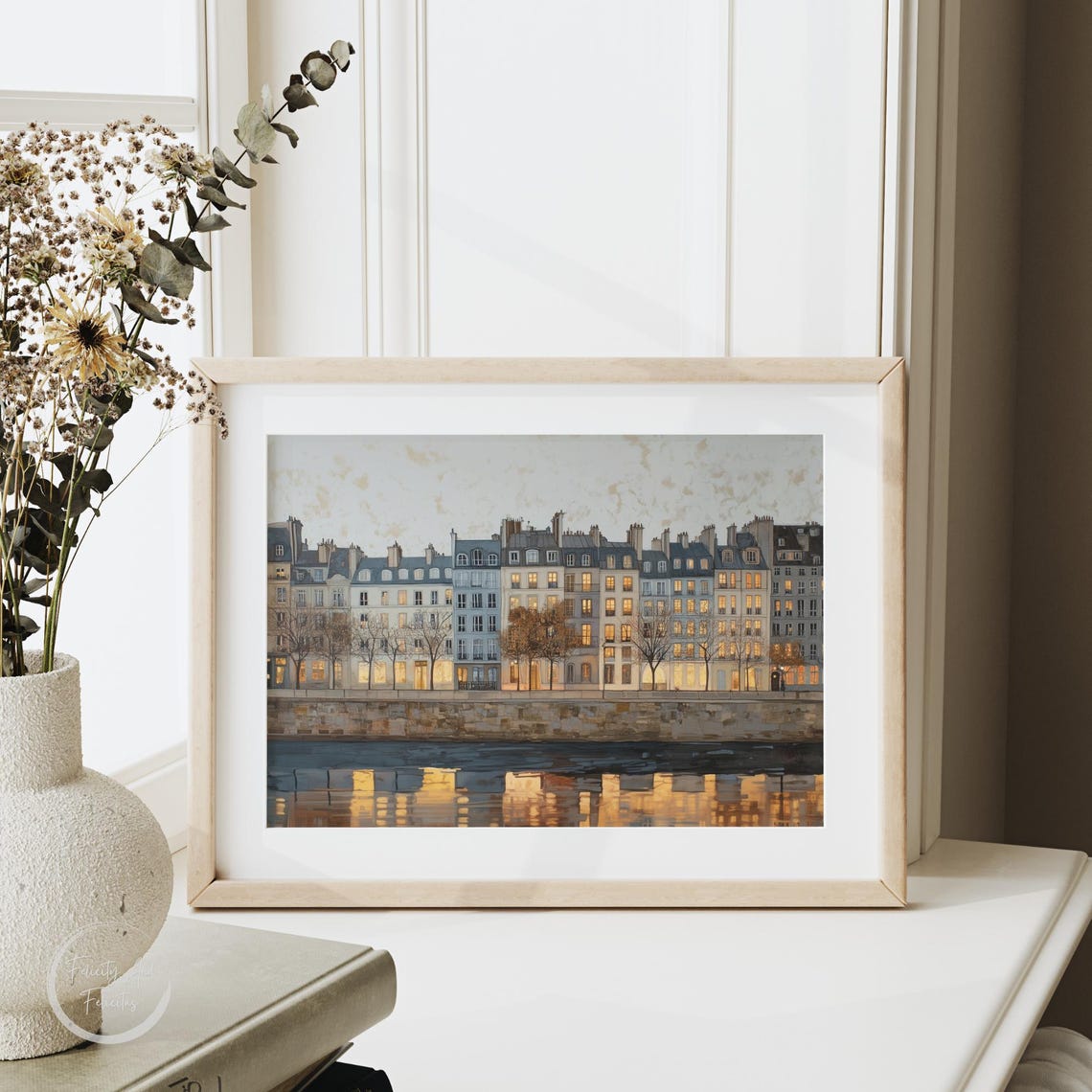 European Riverside Buildings at Dusk with Golden Reflections Poster - Image 6