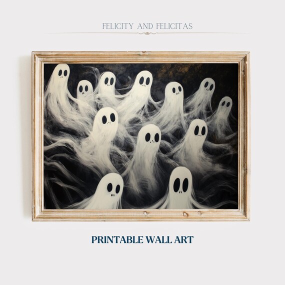 Wispy Ghosts Rising on a Dark Haunted Night Painterly Art Poster