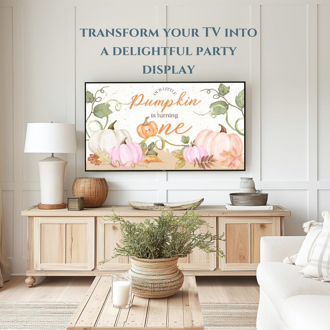 Our Little Pumpkin First Birthday Watercolor Pink Frame TV Poster - Image 3