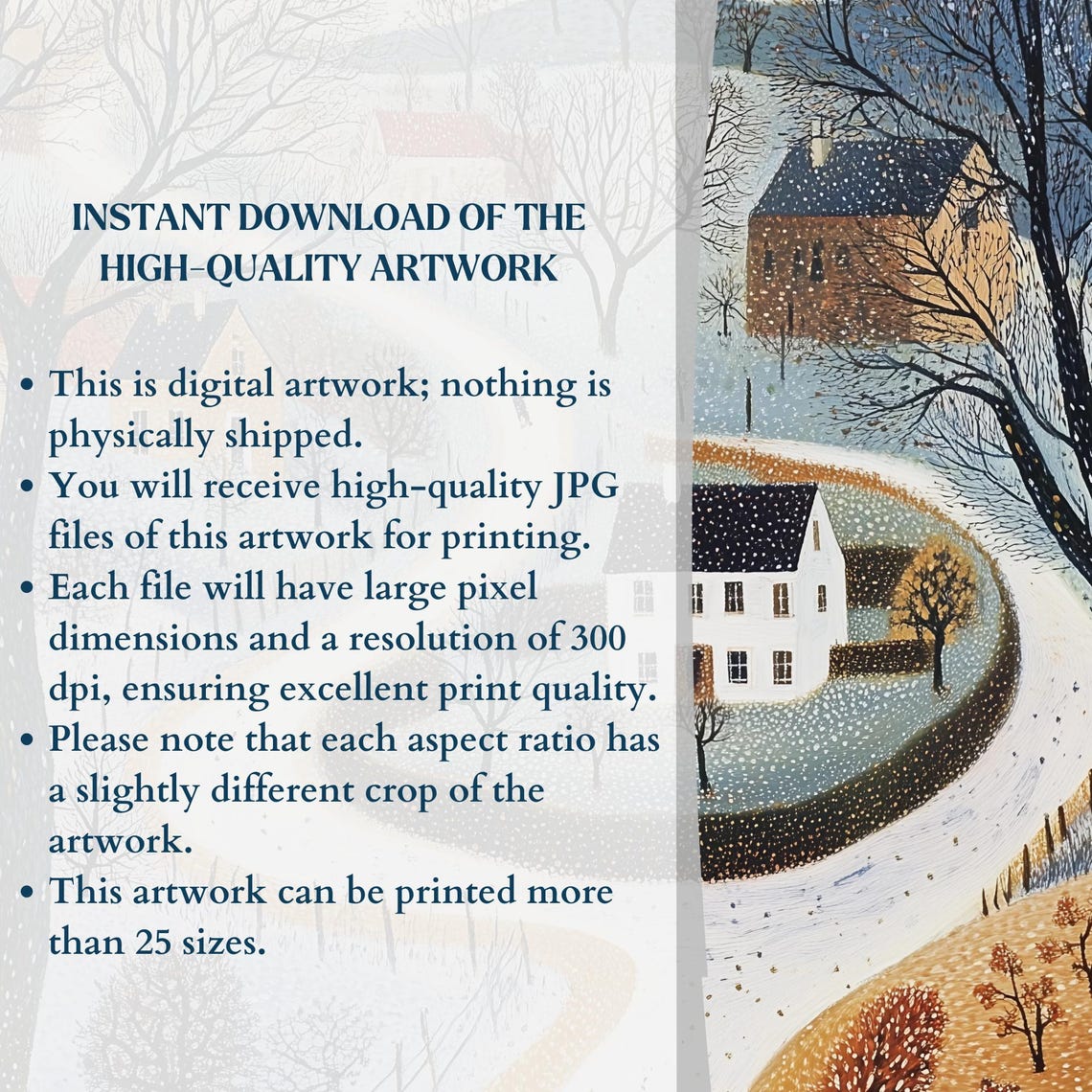 Winter Wall Art Rustic Landscape Art Cute Winter Prints Seasonal Decor Farmhouse Wall Decor - Image 3