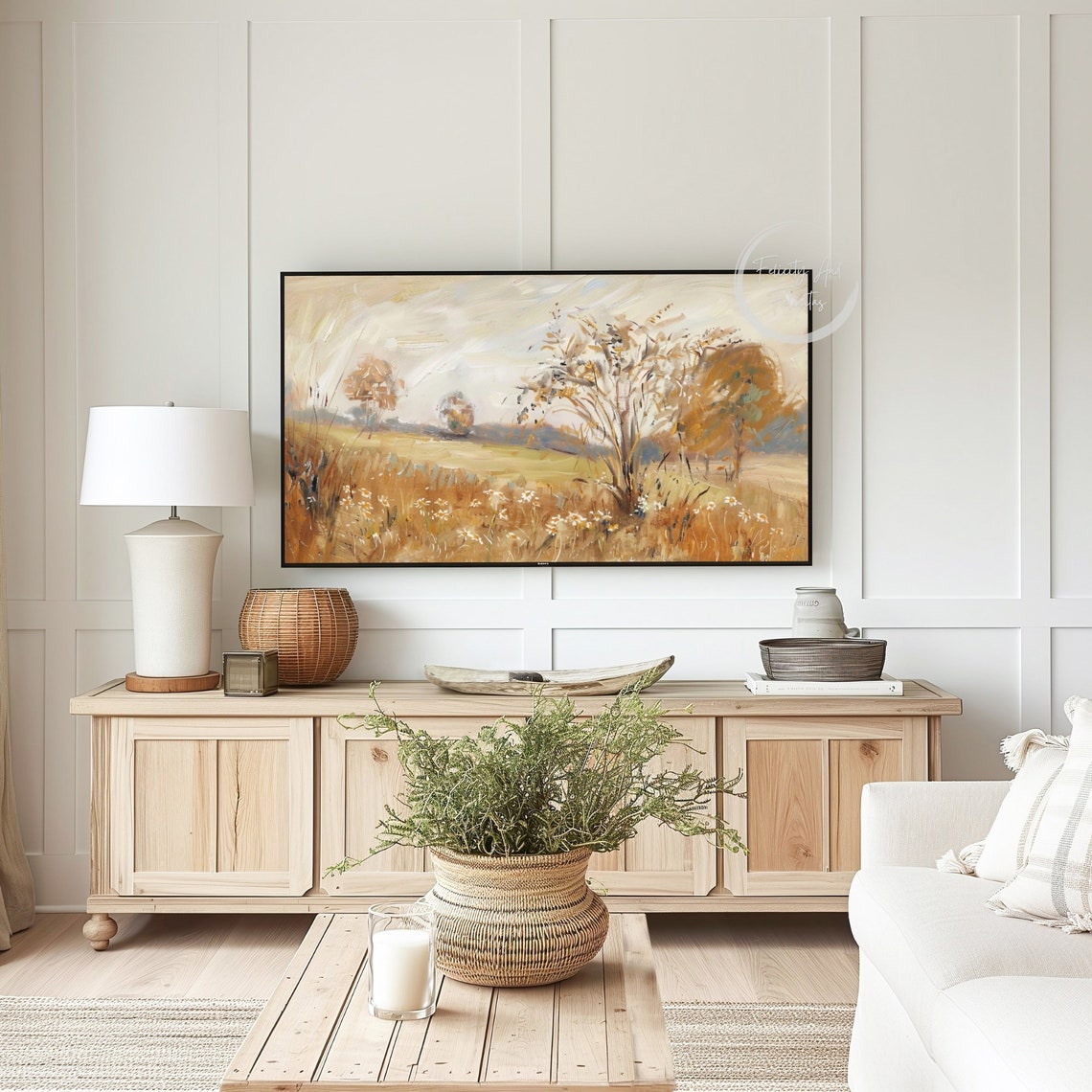 Golden Autumn Meadow with Wildflowers Impressionist Field Poster - Image 6