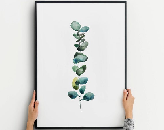 Eucalyptus Watercolor Art Print, Botanical Wall Art
