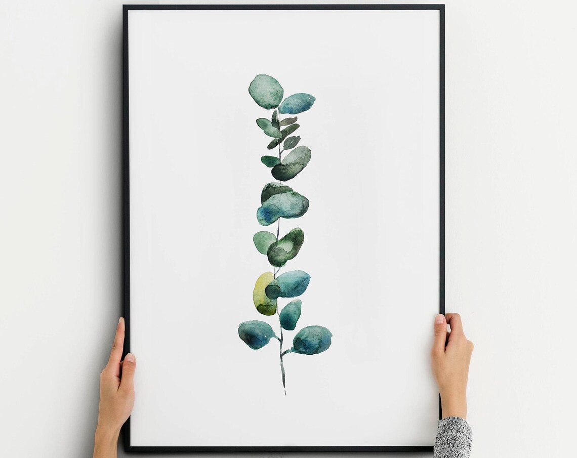 Eucalyptus Watercolor Art Print, Botanical Wall Art