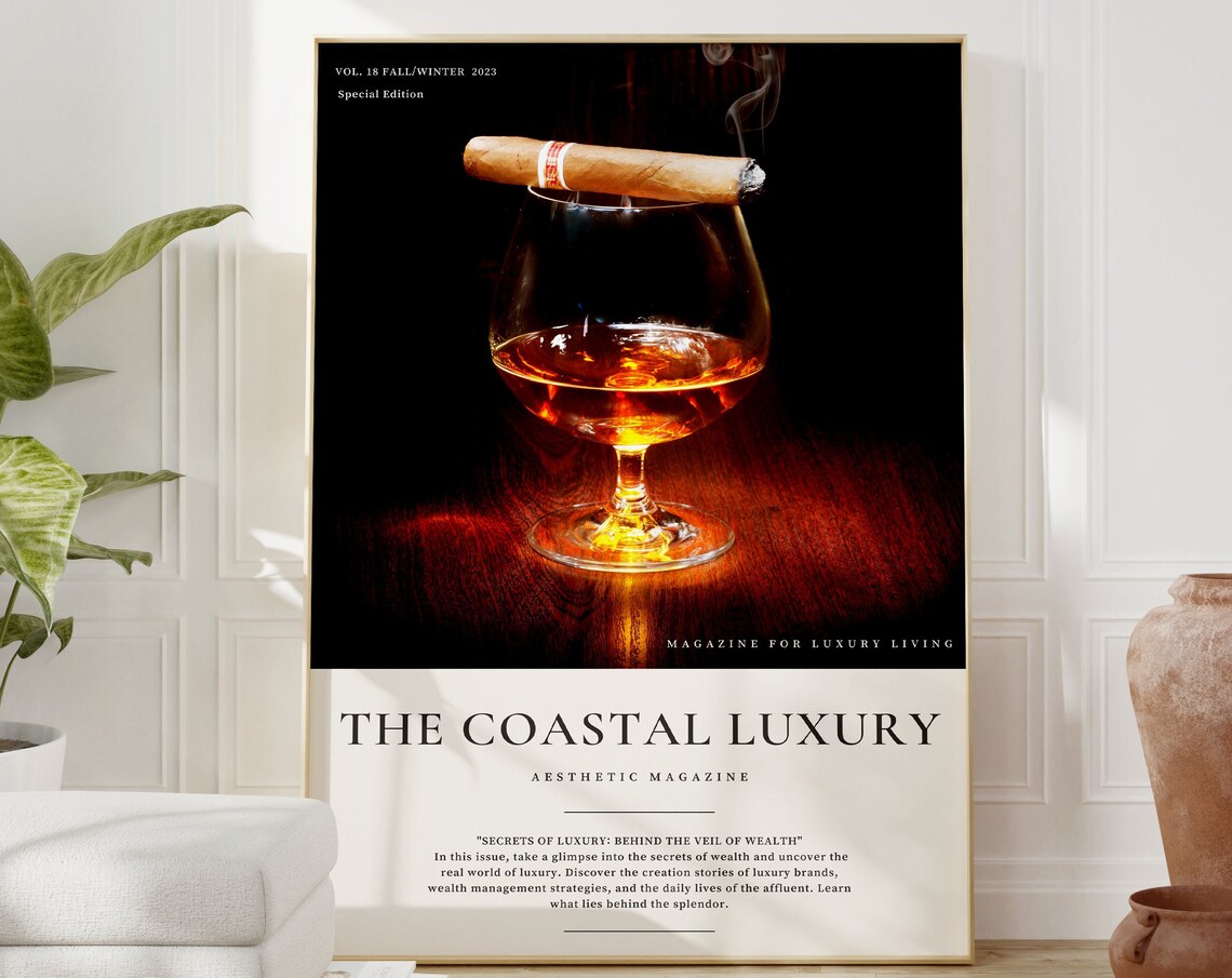 The Coastal Luxury Cognac Cigar Magazine Cover Gentleman Poster