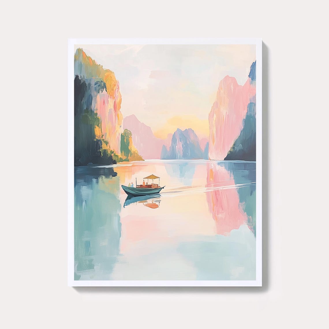 Ha Long Bay Vietnam Sunset Watercolor Limestone Karst Poster