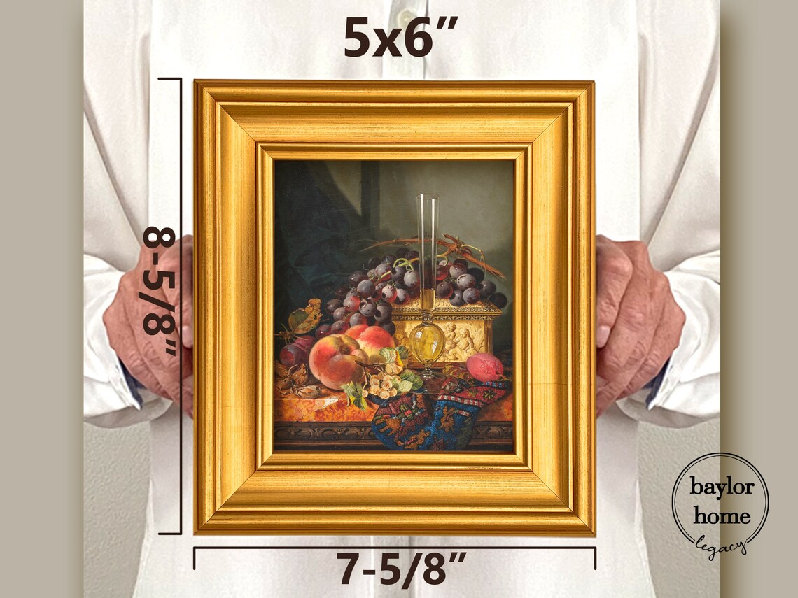 Still Life Of Grapes Peaches And Wine Glass Vintage Fruit Table Art Poster - Image 2