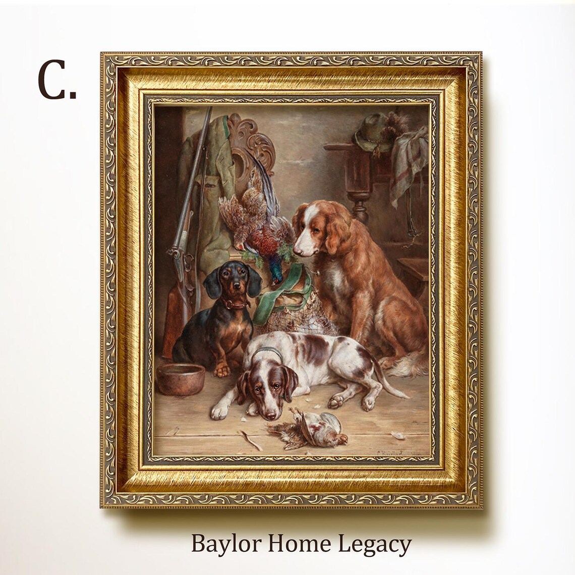 Vintage Hunting Dogs Oil Painting, Bird Dog Print - Image 3