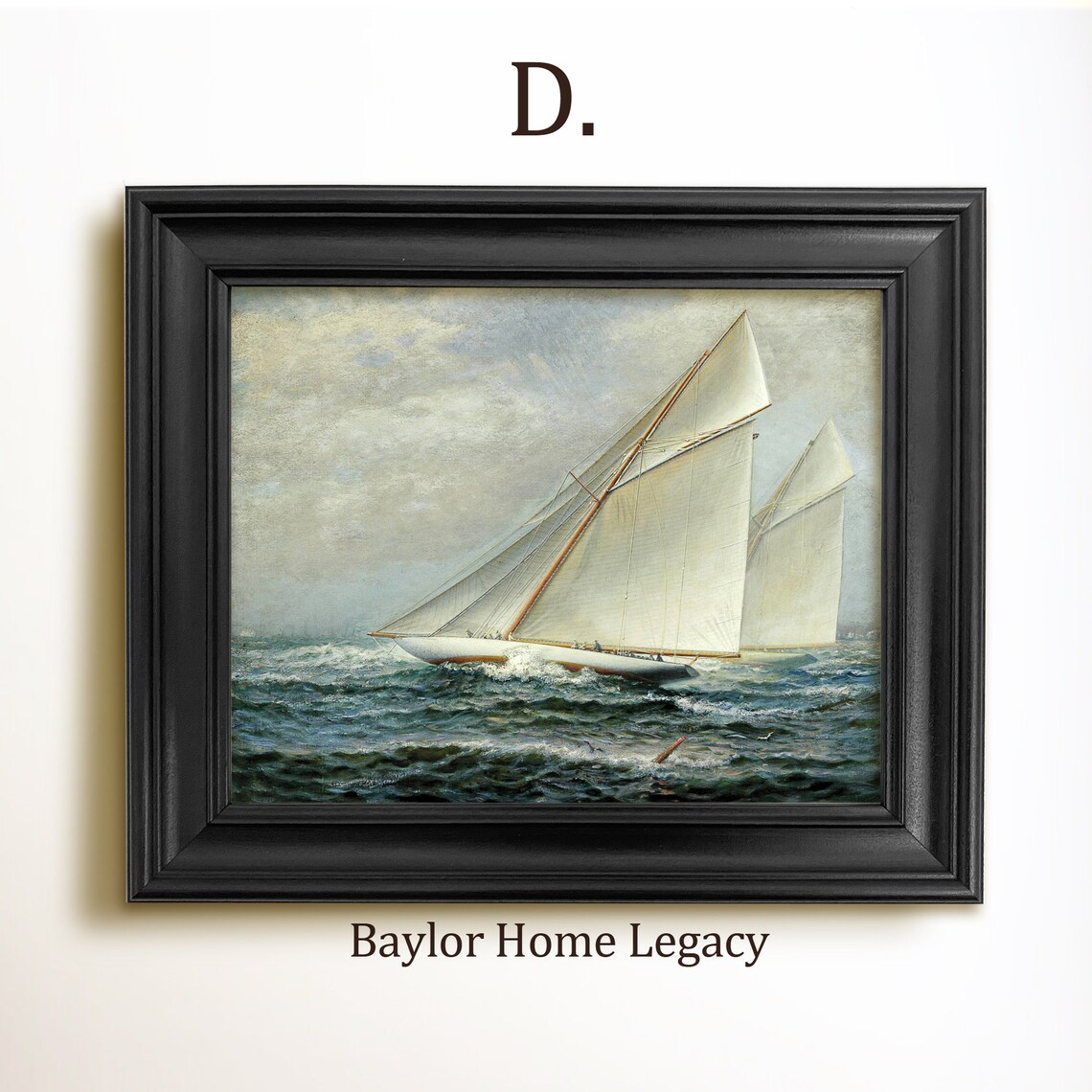 Sailboat Oil Painting Print, Vintage Nautical Racing - Image 2