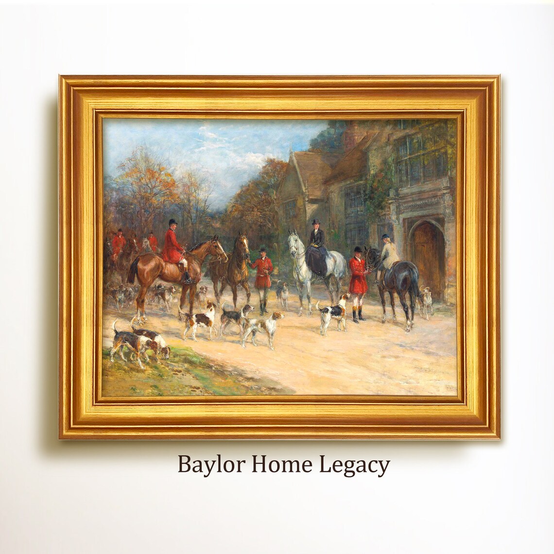 Fox Hunting Scene, English Equestrian Oil Painting Print