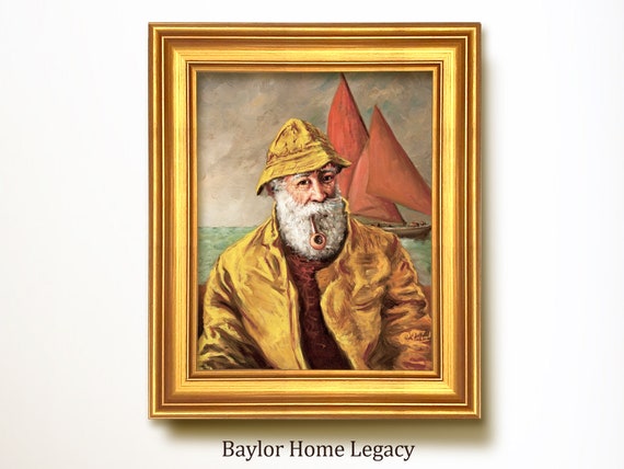 Sea Captain Oil Painting Print, Vintage Nautical