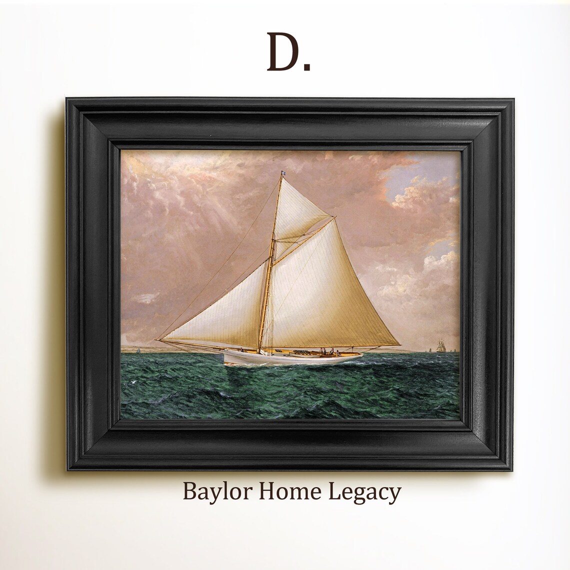 Sailboat Under Stormy Sky, Vintage Nautical Art Print - Image 2