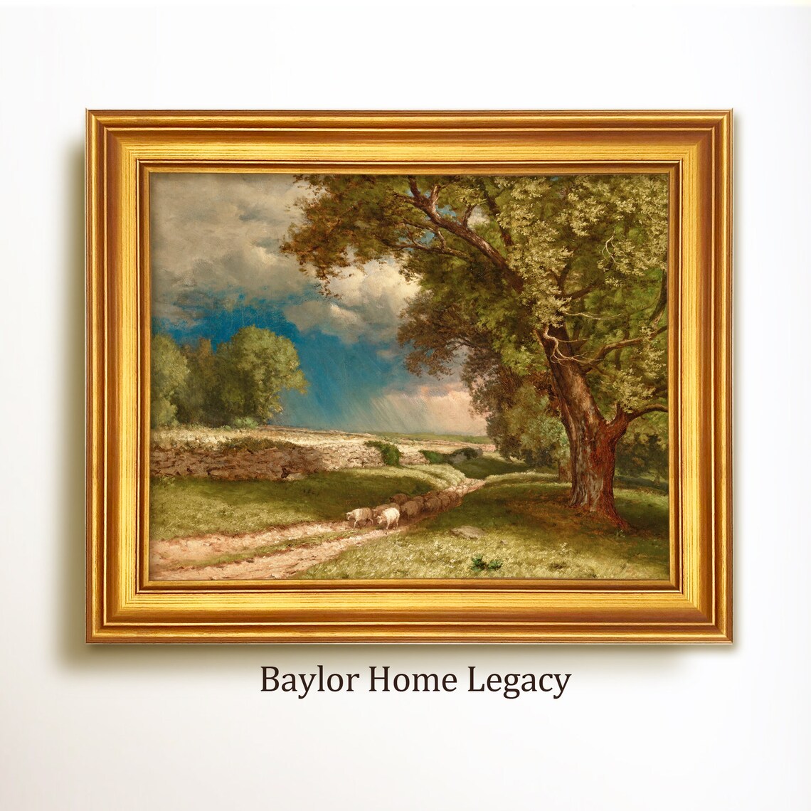 Countryside Sheep Path Vintage Country Decor Art Print