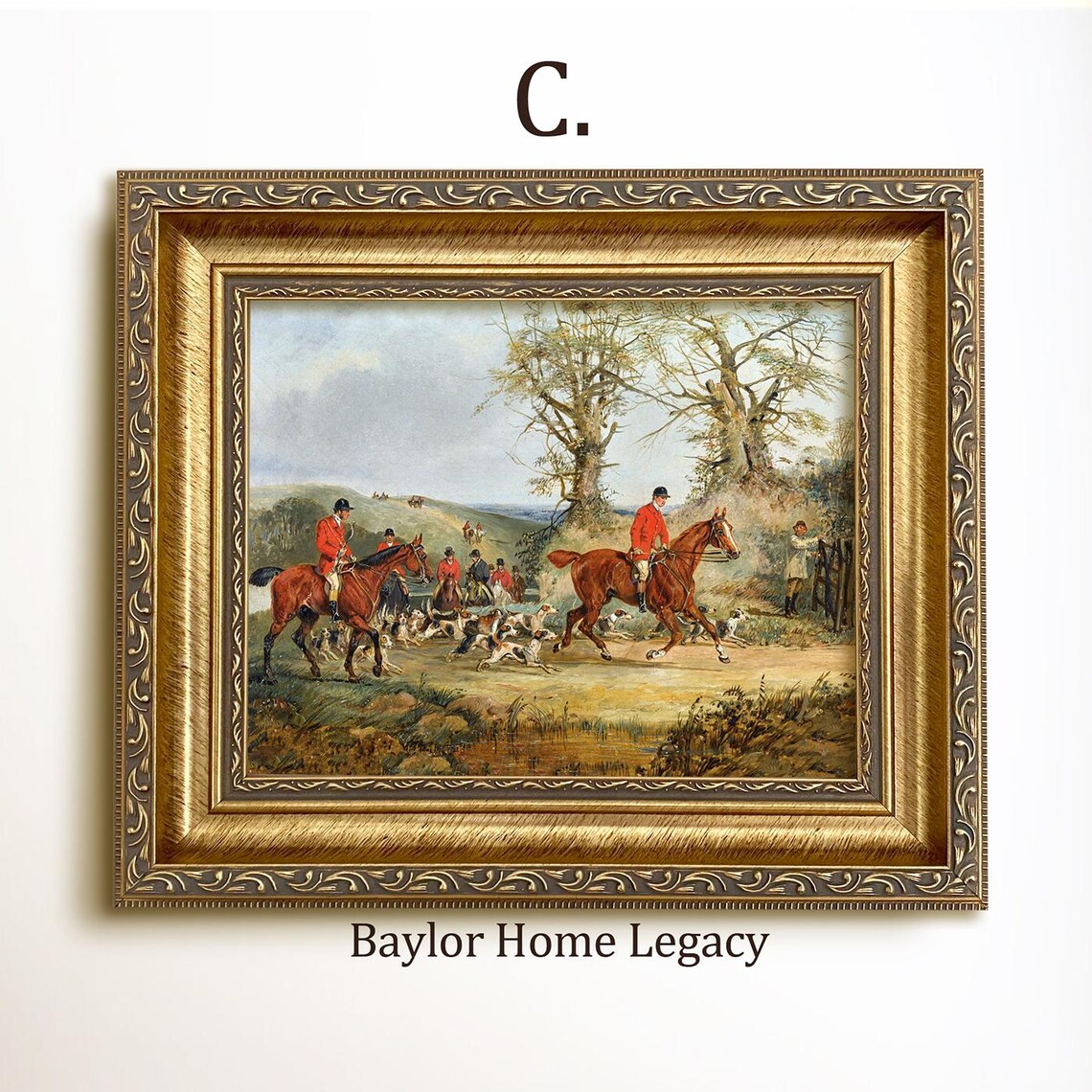 Fox Hunters On Horseback With Hounds Vintage Equestrian Hunt Scene Poster - Image 3