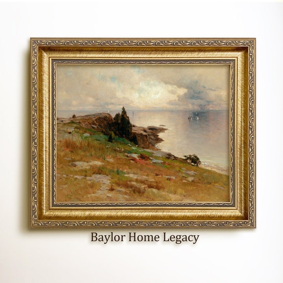 New England Seascape, Vintage Coastal Art Print